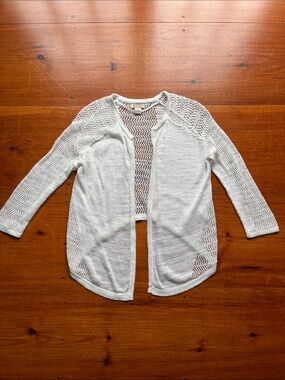 Lucky Brand Open-Front Crochet Knit Cardigan